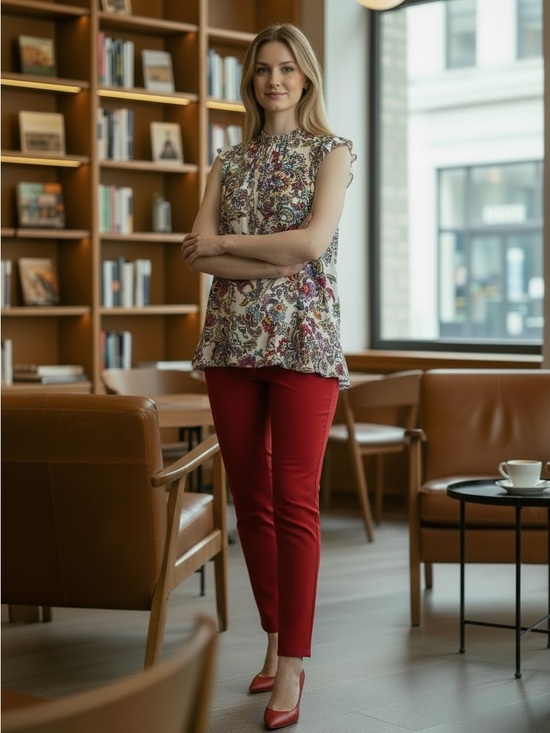 Banana Republic Tops - Banana Republic Cream Floral Paisley Sleeveless Blouse with Ruffle Cap